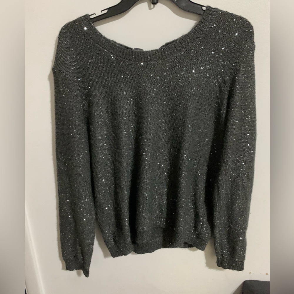 a.n.a. New Approach Gray Sequin Sweater- Sz L